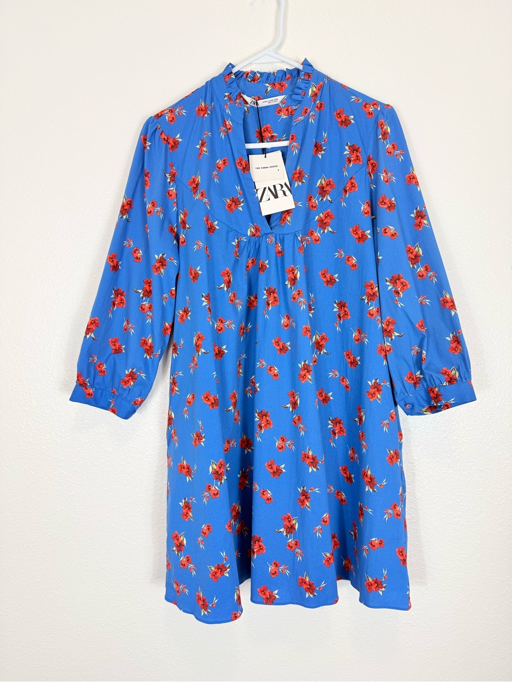 Zara Emma Floral Dress Blue Orange/Red Ruffle Mini Size XXL